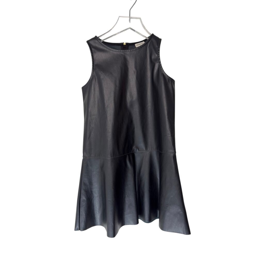 J.Crew Crewcuts Dress Girls Black Faux Leather Gold‎ Zipper Sleeveless Size 7